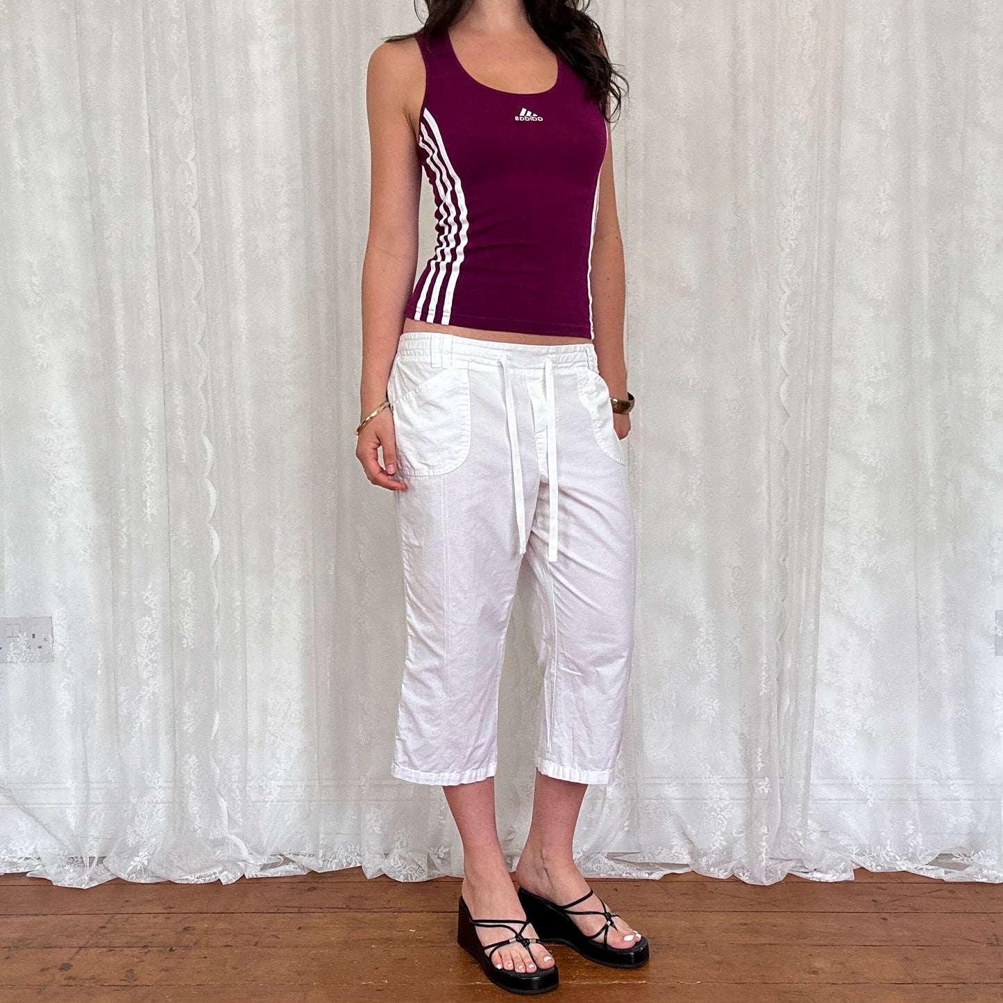 vintage 00s purple fitted adidas vest top