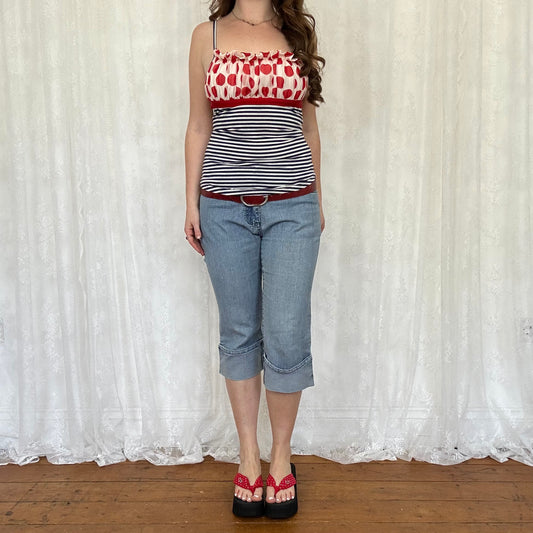 vintage 00s fornarina polka dot stripey cami