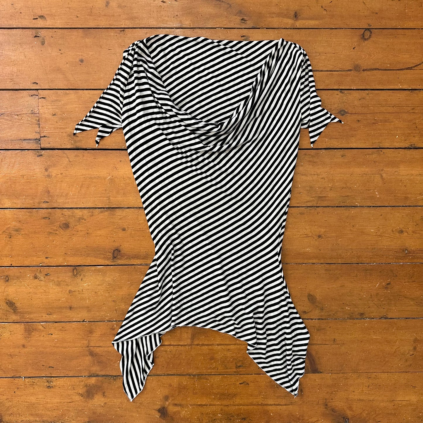vintage 00s stripey asymmetrical cowl neck top