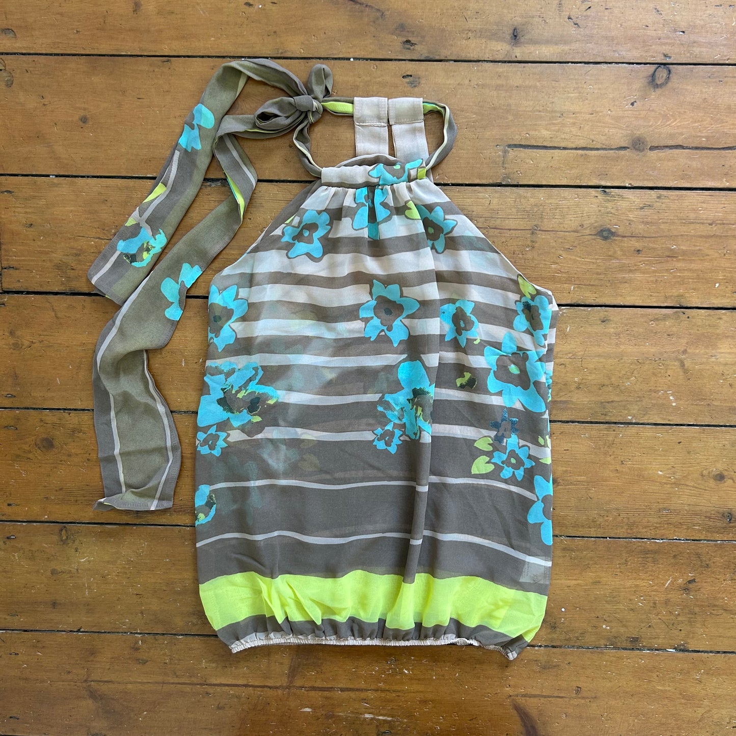 vintage 00s brown striped high neck top