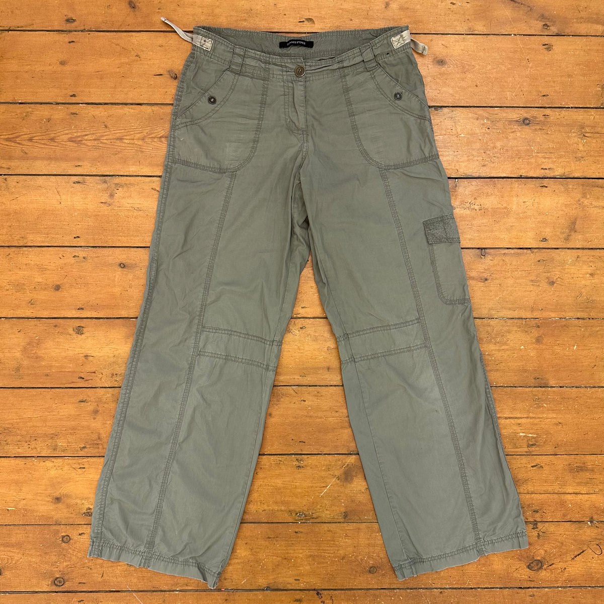 vintage 00s khaki wide leg cargo trousers