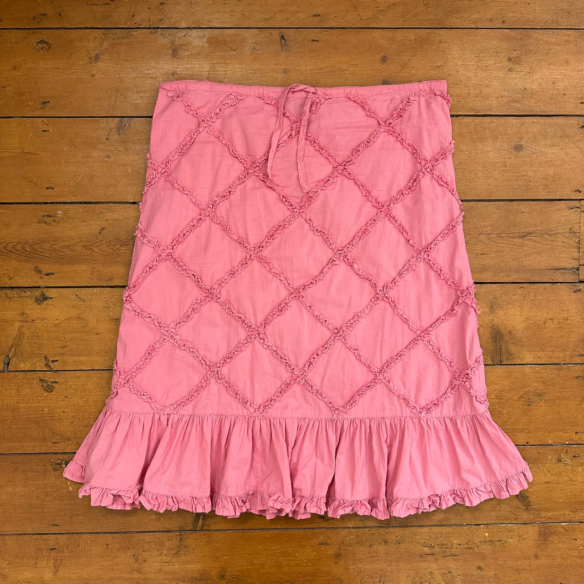 vintage 00s pink linen midi skirt