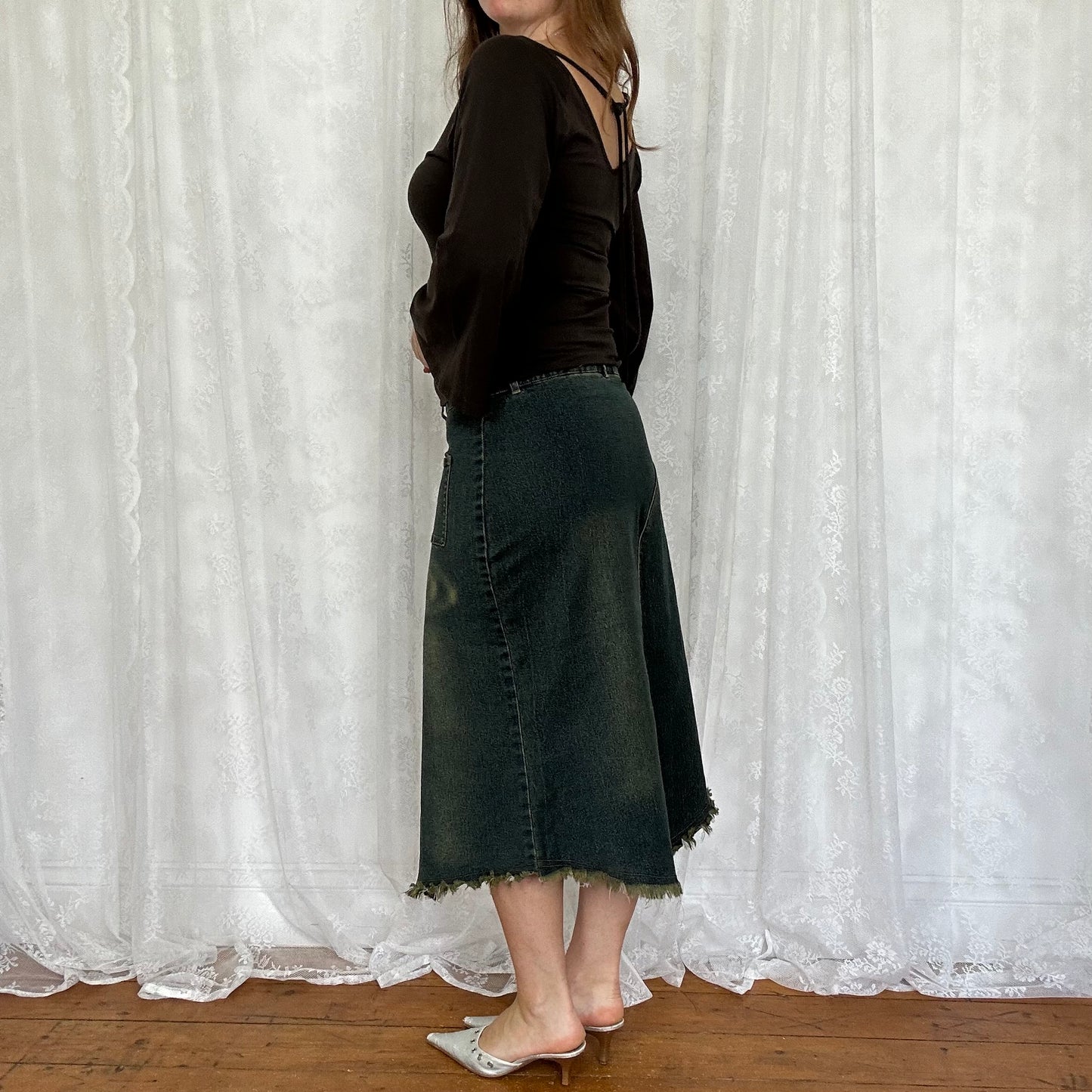 vintage 00s brown flared sleeve top