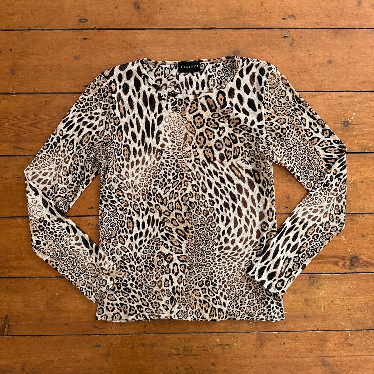 vintage 00s leopard print long sleeve top