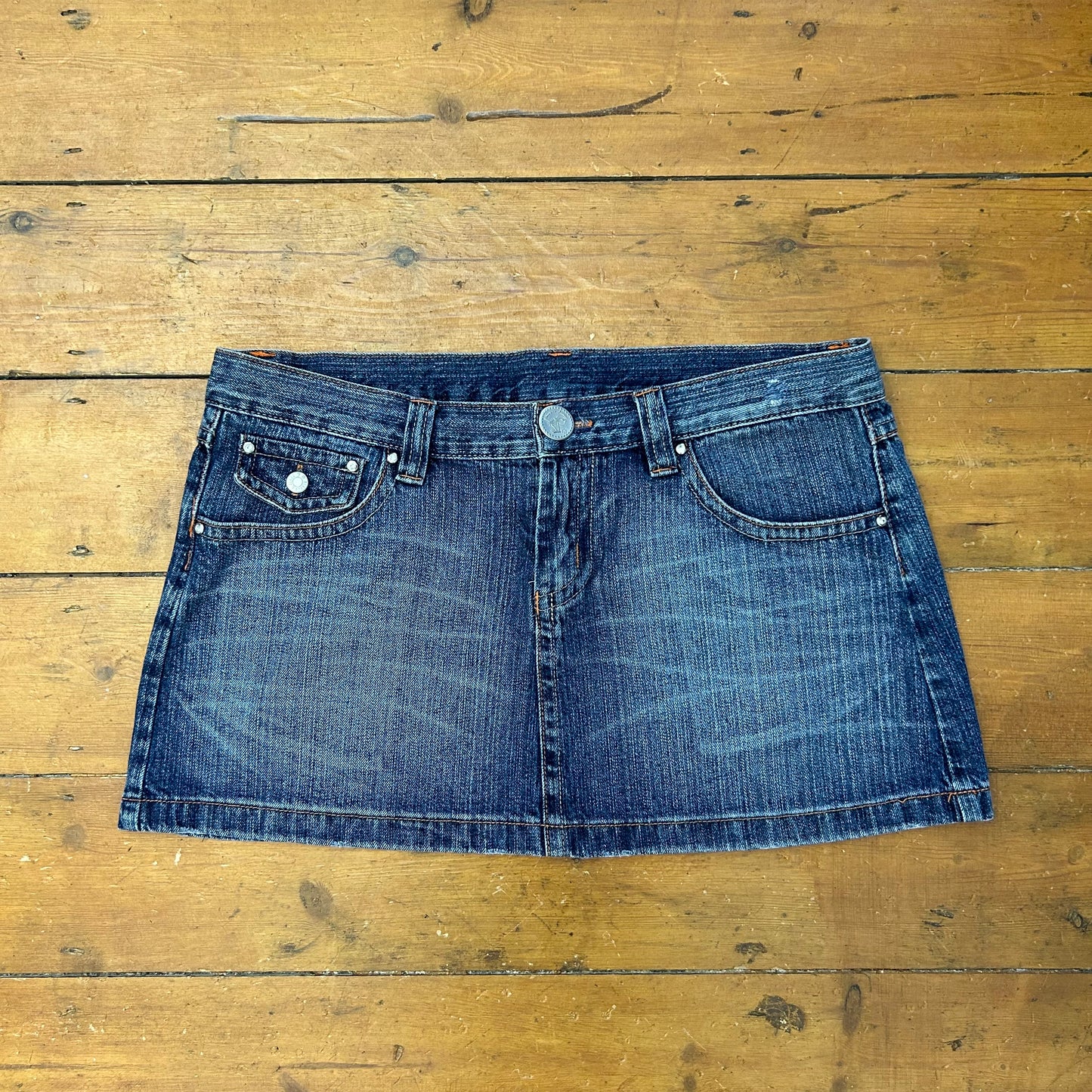 vintage 00s mid wash denim mini skirt