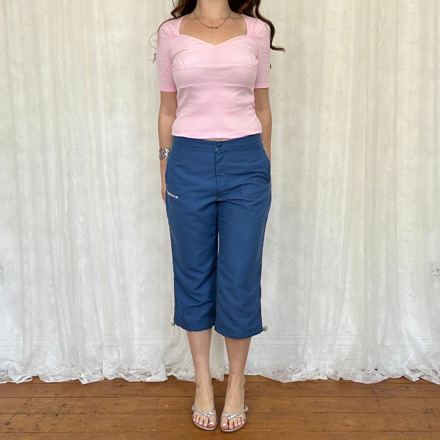 vintage 00s baby pink sweetheart neckline top