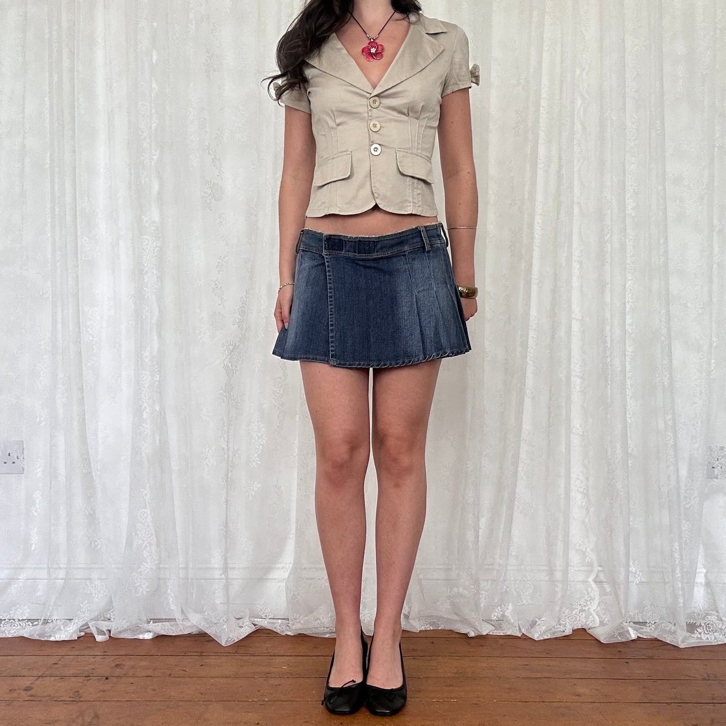 vintage 00s beige button up blazer top