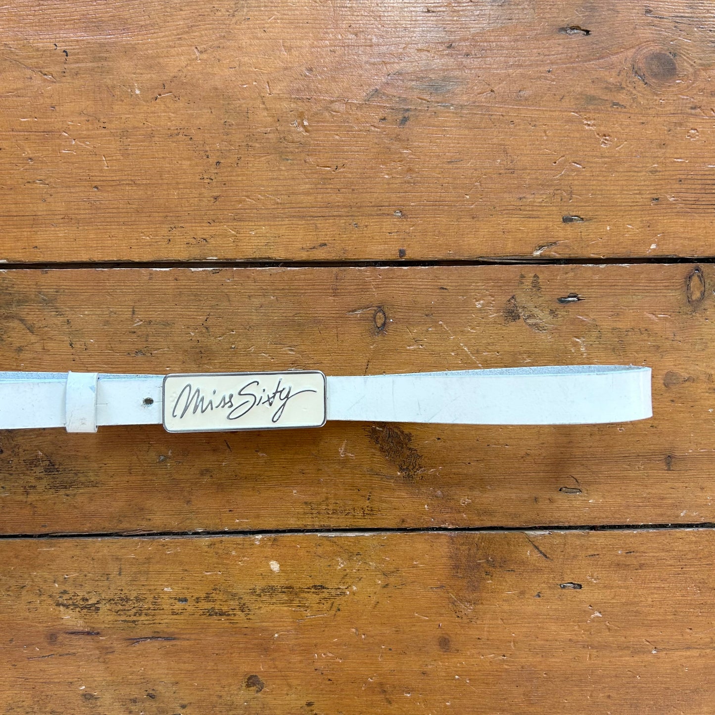 vintage 00s white miss sixty belt