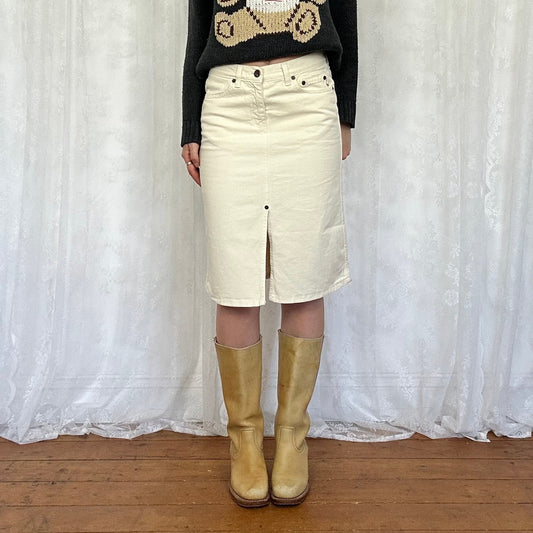 vintage 00s cream midi skirt