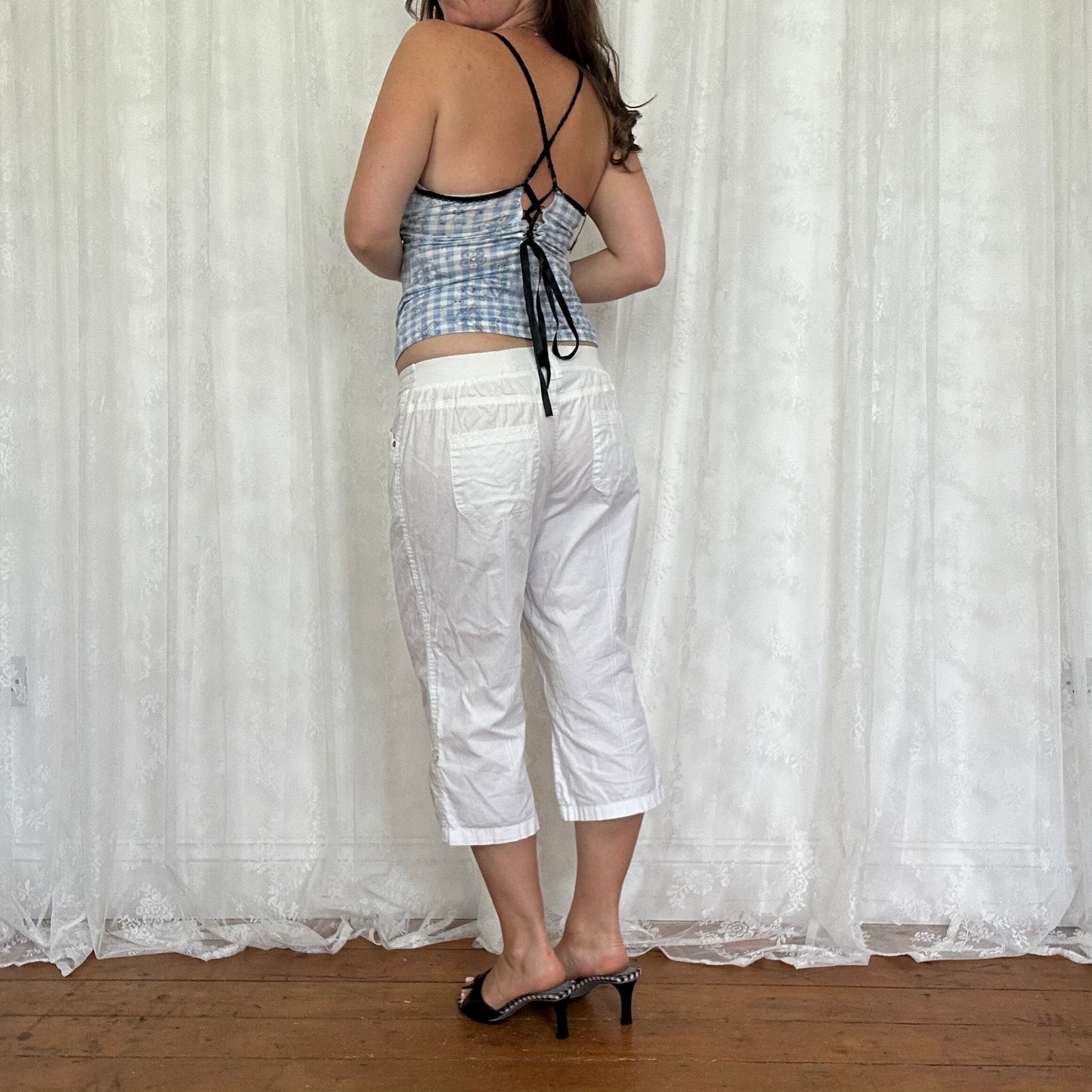 vintage 00s blue gingham intimissimi cami