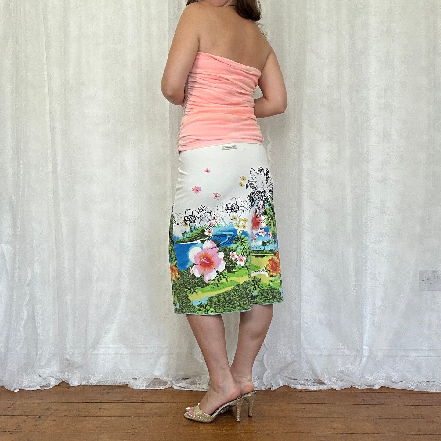 vintage 00s pink strapless mesh top
