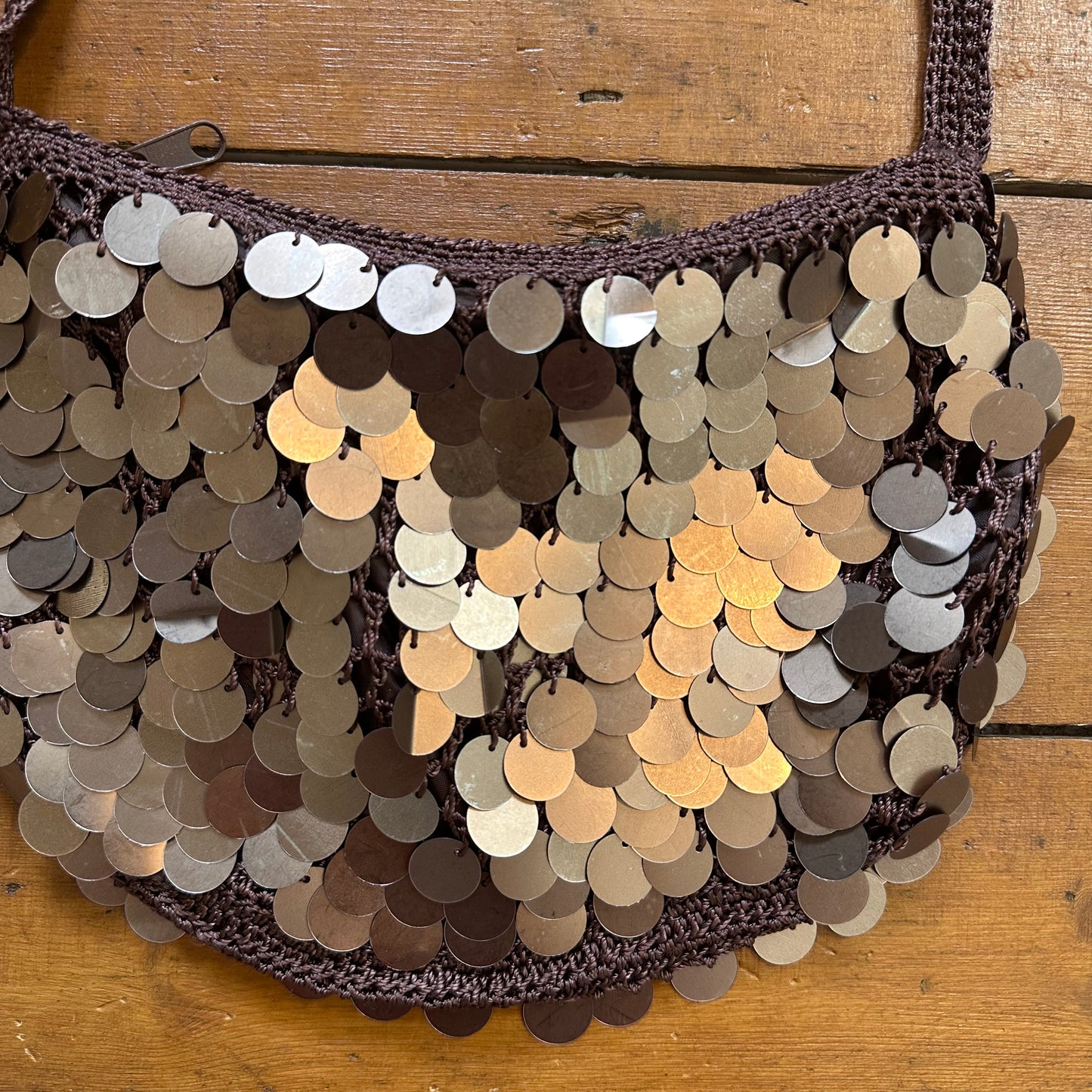 vintage 00s brown sequin mini bag
