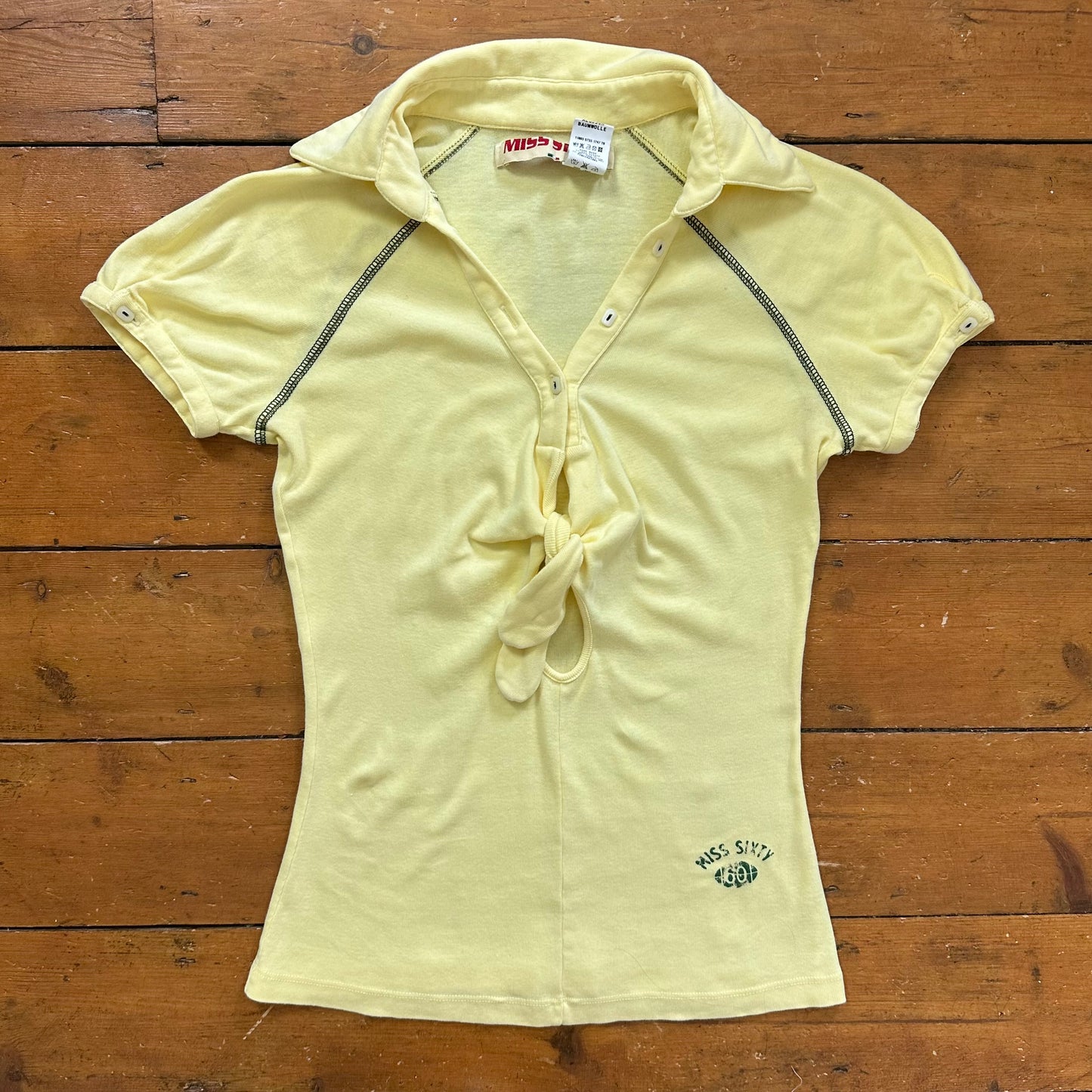 vintage 00s yellow miss sixty tie up top