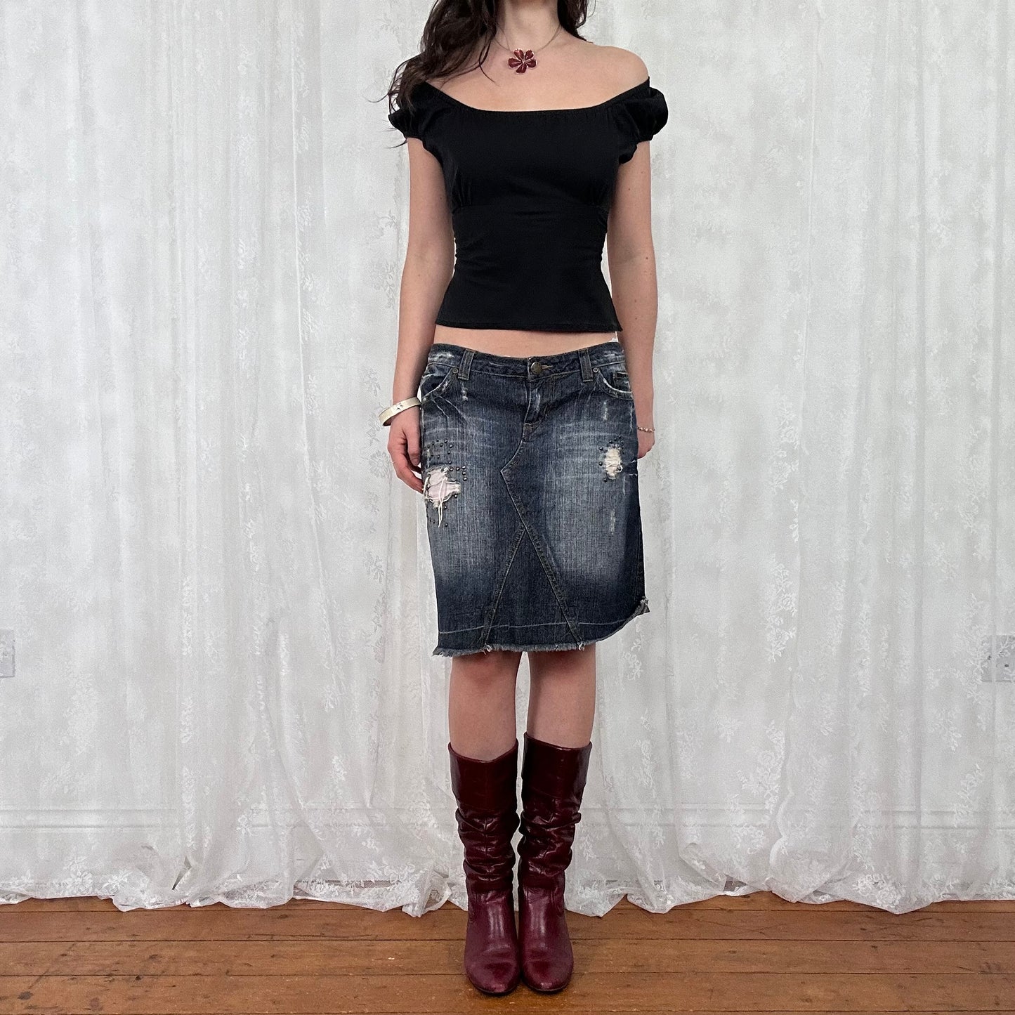 vintage 00s black pimkie milkmaid top