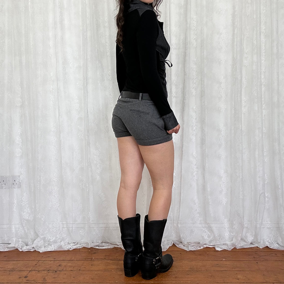 vintage 00s black harness biker boots