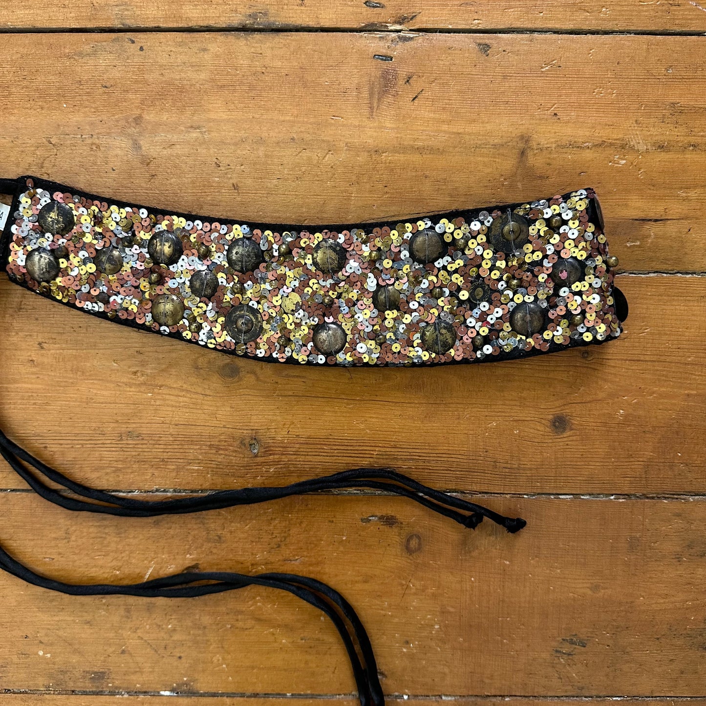 vintage 00s sequin tie up belt