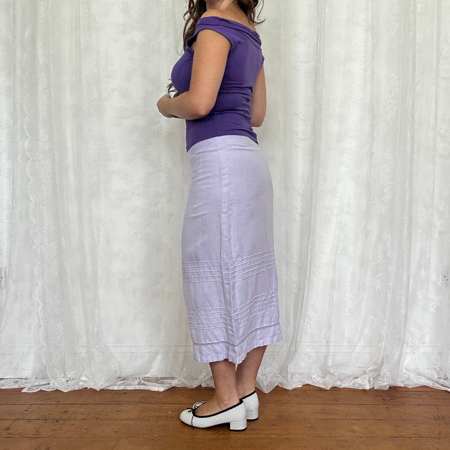 vintage 00s purple off shoulder top