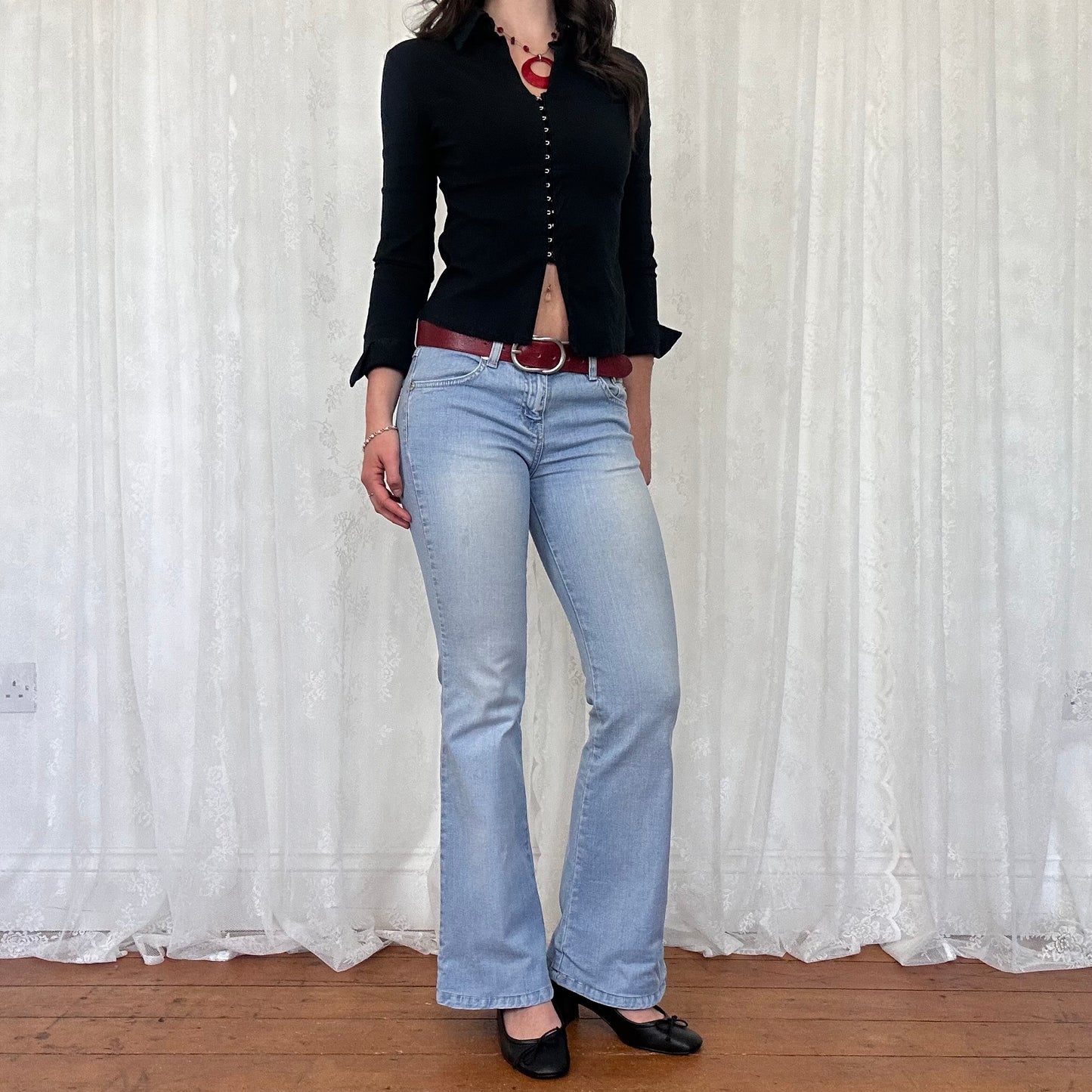 vintage 00s black hook and eye shirt