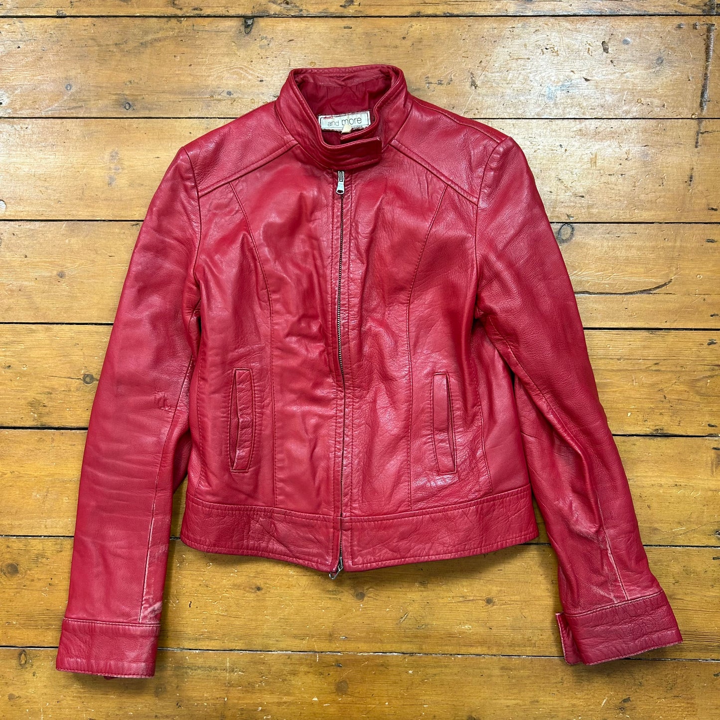vintage 00s red fitted leather jacket