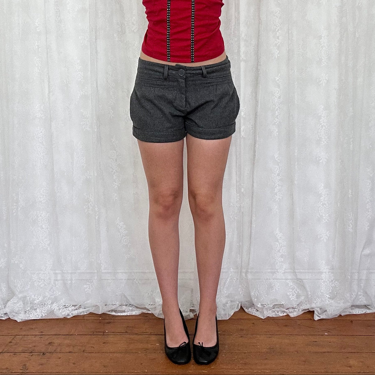 vintage 00s grey wool suit shorts