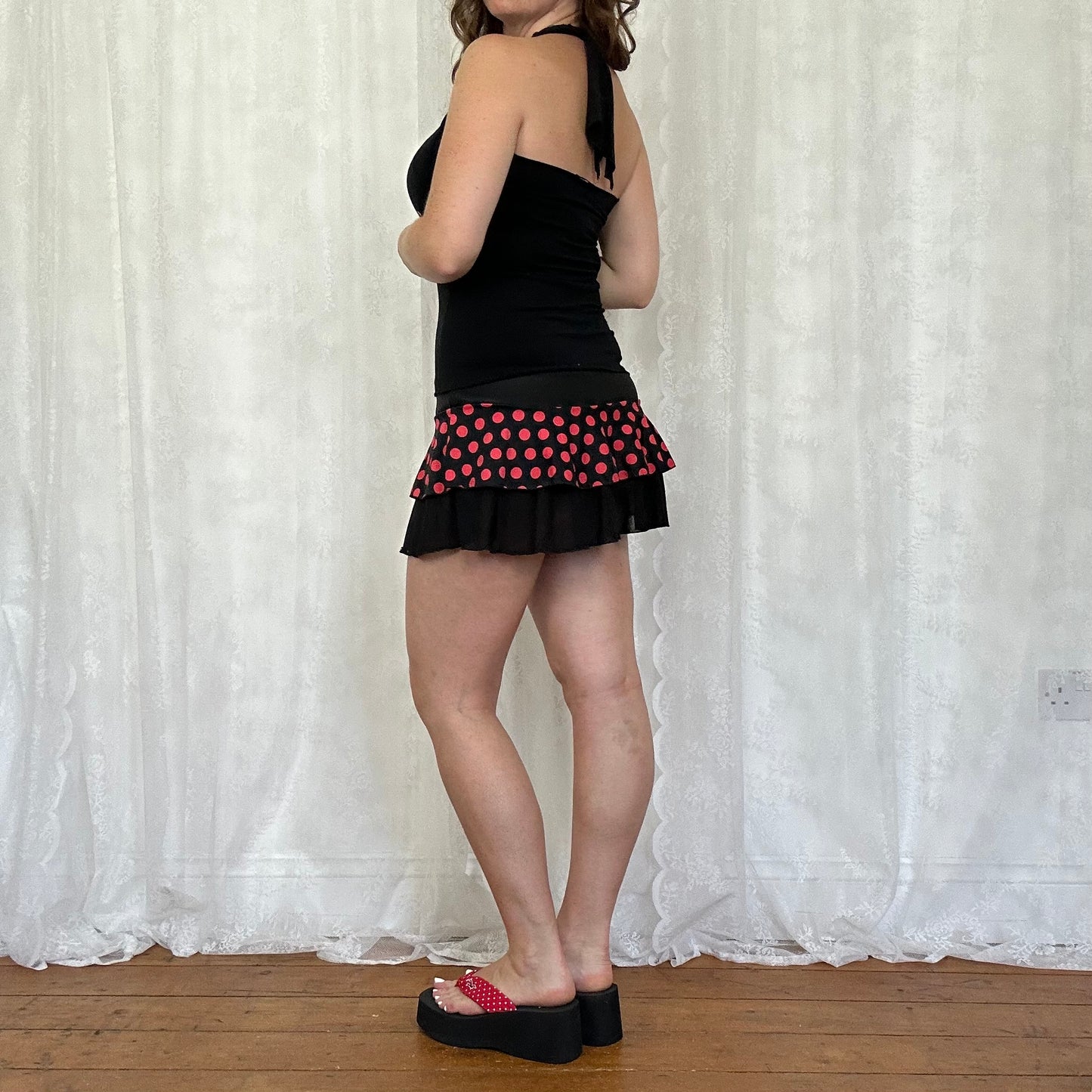 vintage 00s black cherry graphic halter top