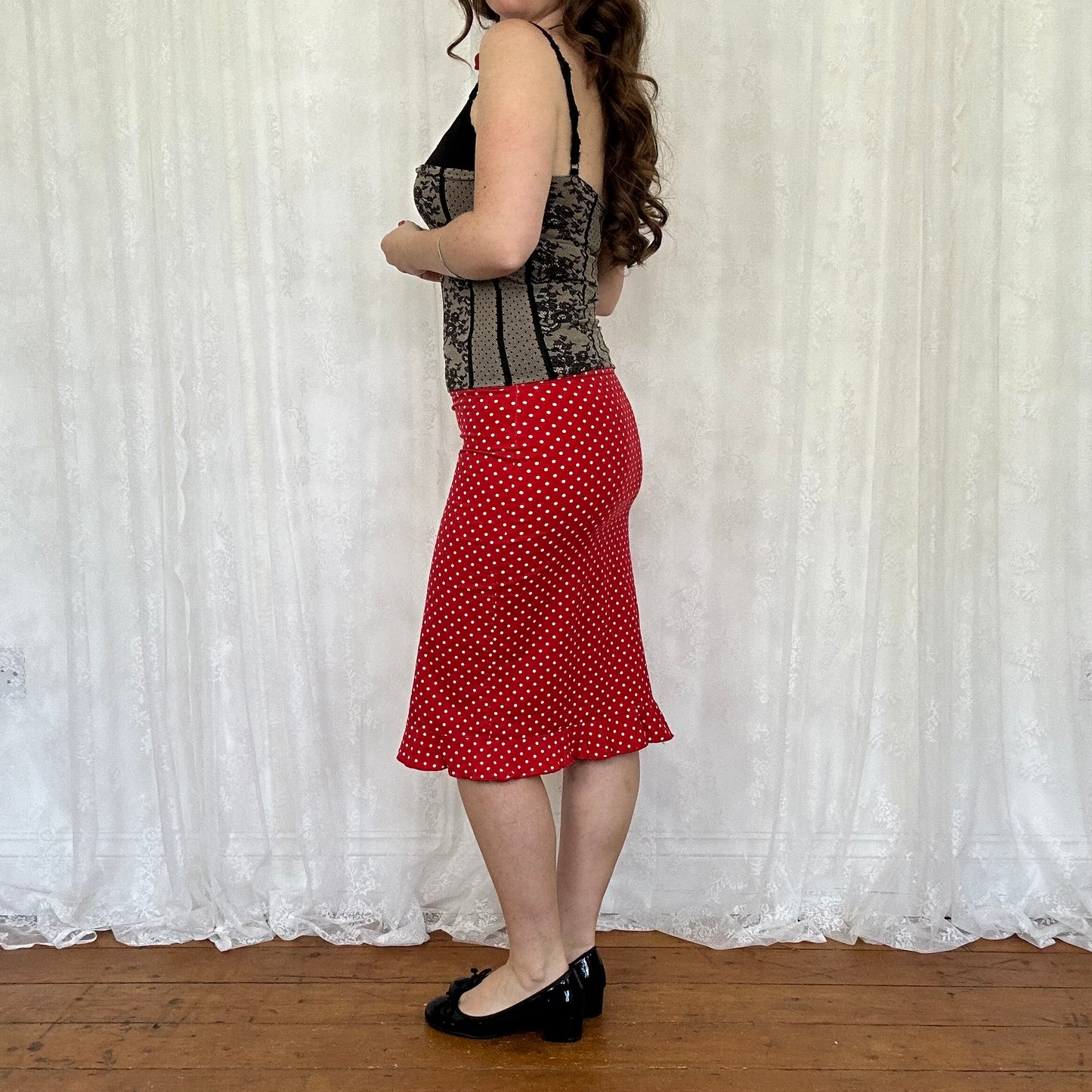 vintage 00s black patterned cami top