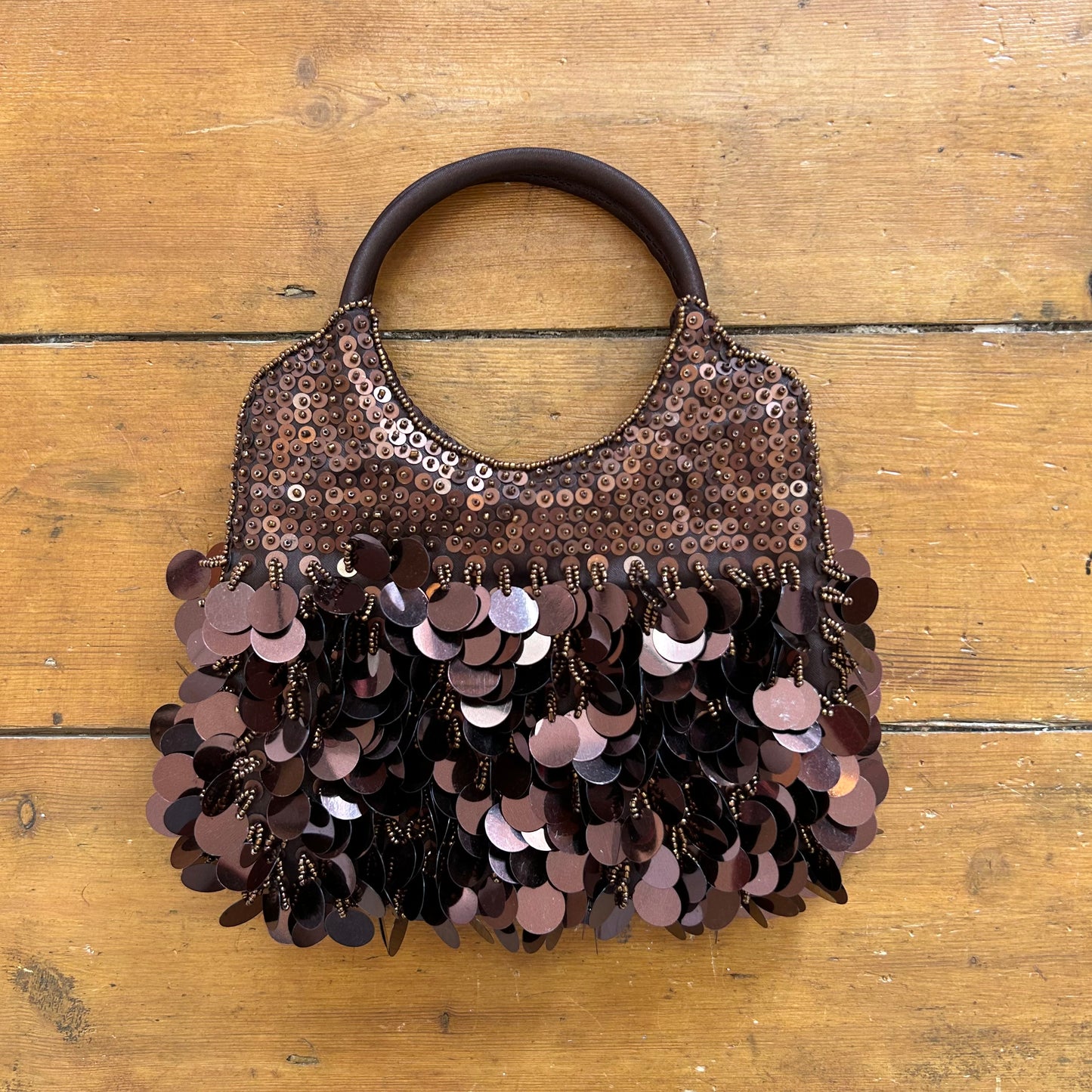 vintage 00s brown sequin beaded bag