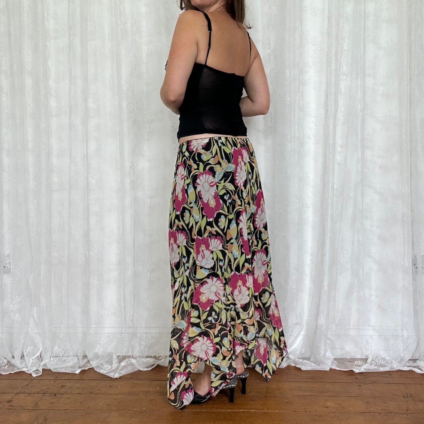 vintage 00s black ruffle corset top