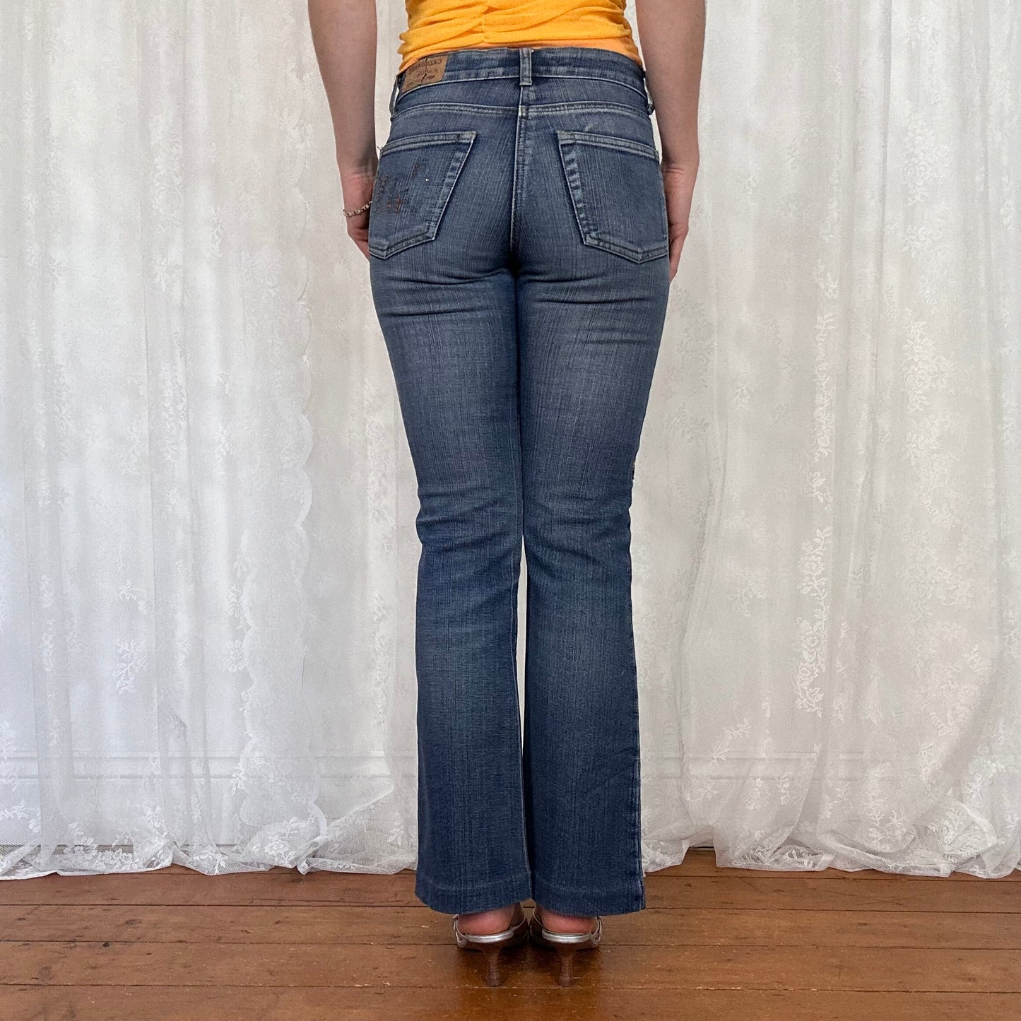 vintage 00s embroidered pattern bootleg jeans