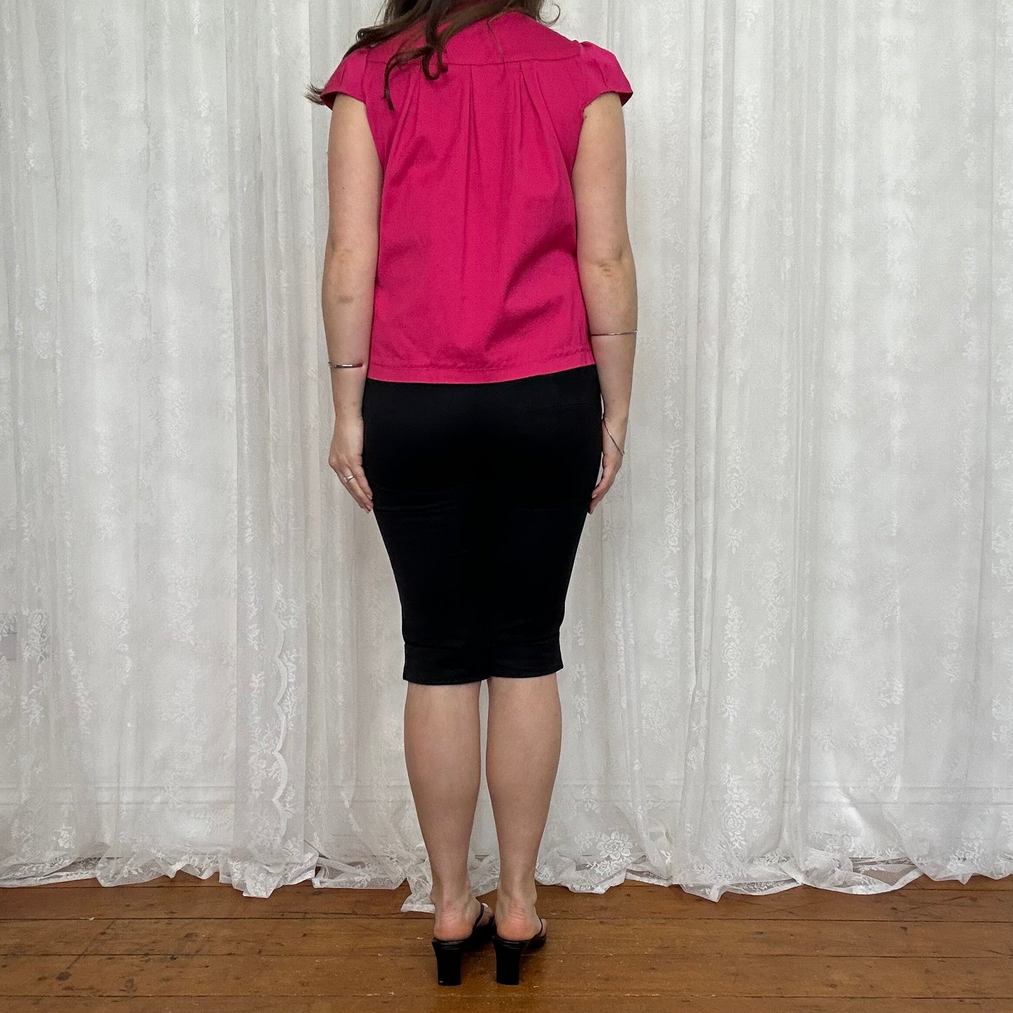 vintage 00s hot pink button up peacoat