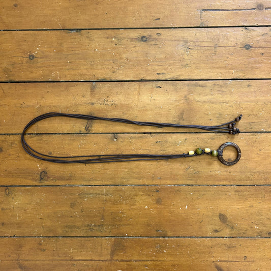 vintage 00s brown o ring string beaded belt
