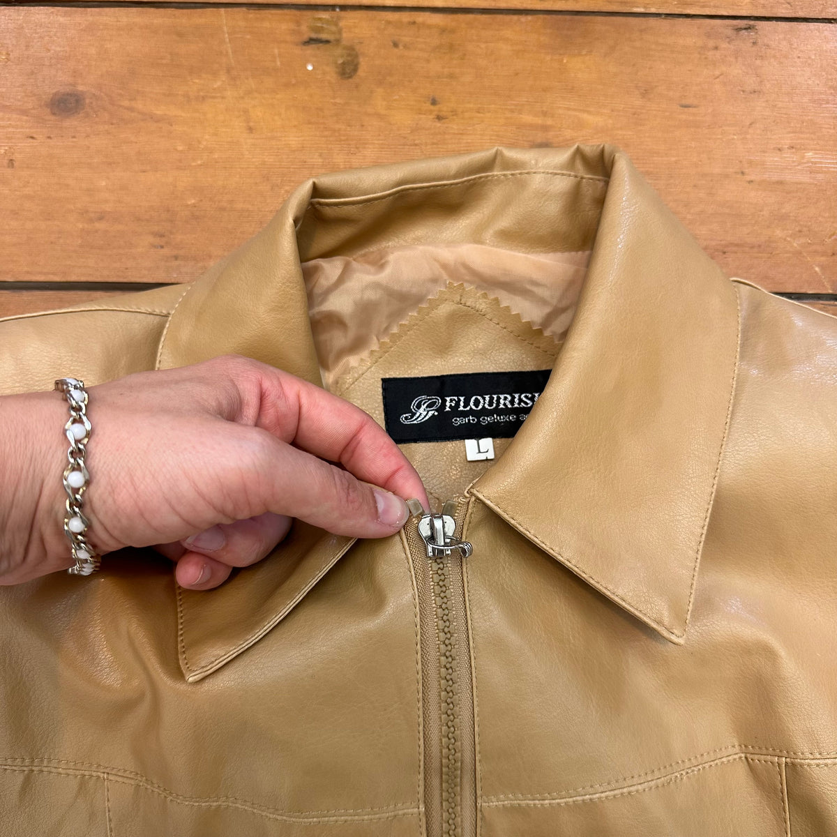 vintage 00s tan dual zip jacket