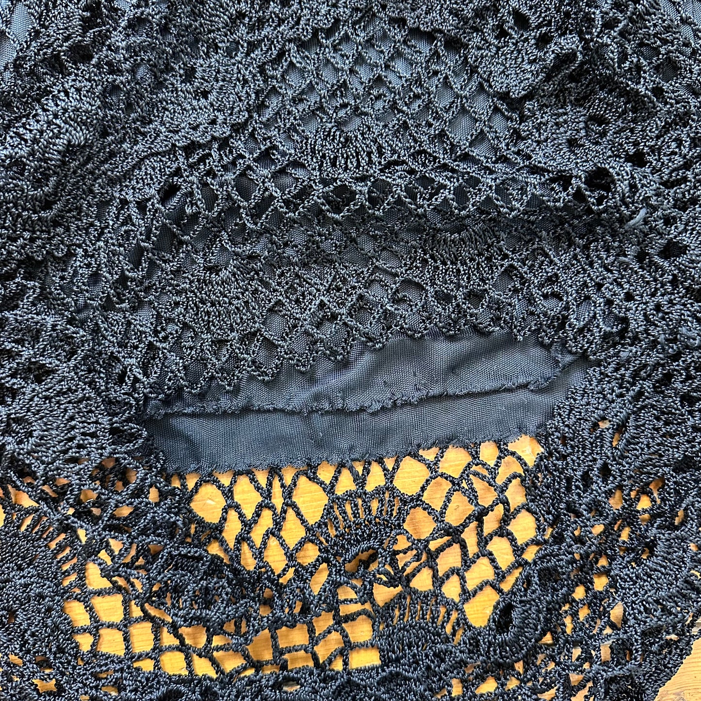 vintage 00s black crochet midi dress