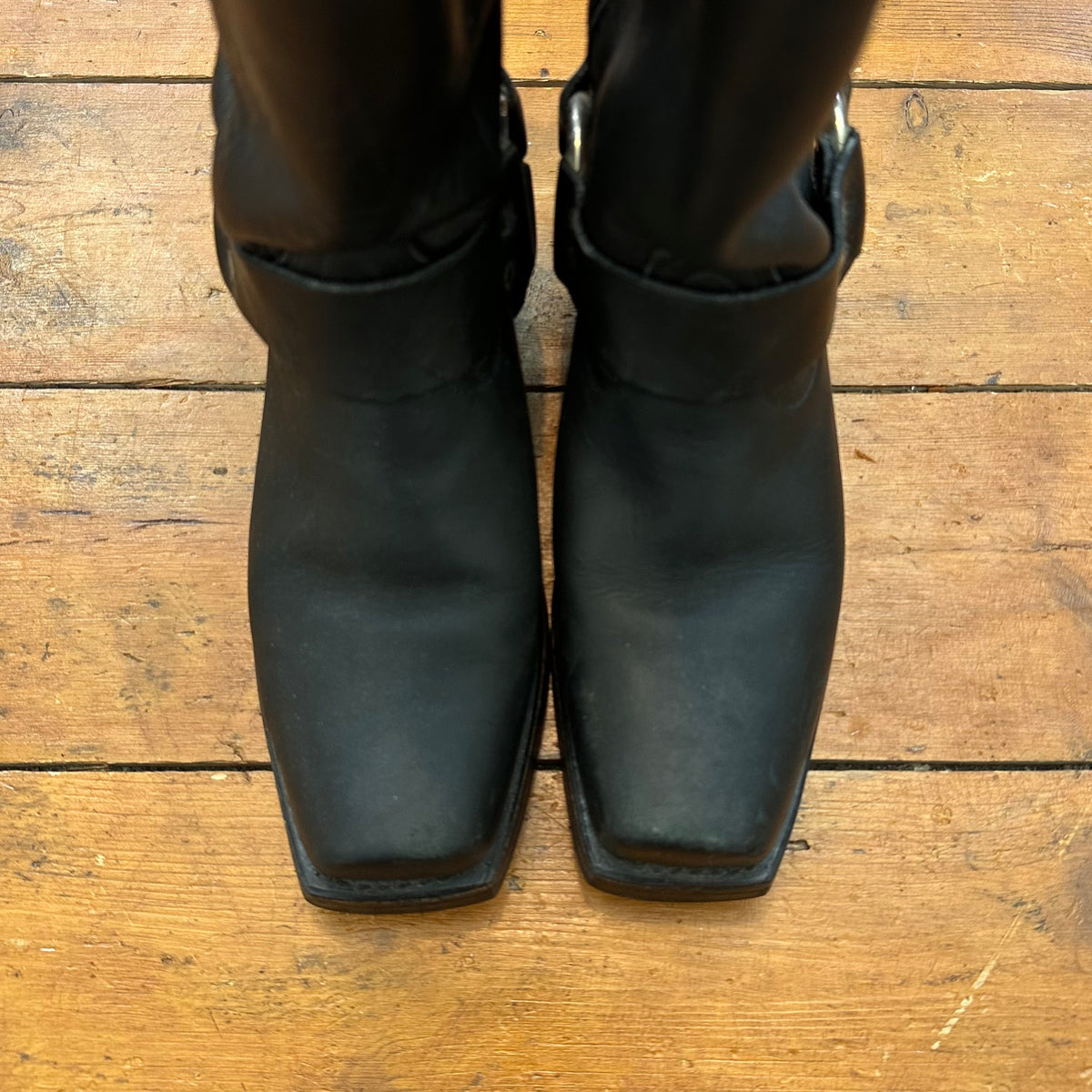 vintage 00s black harness biker boots