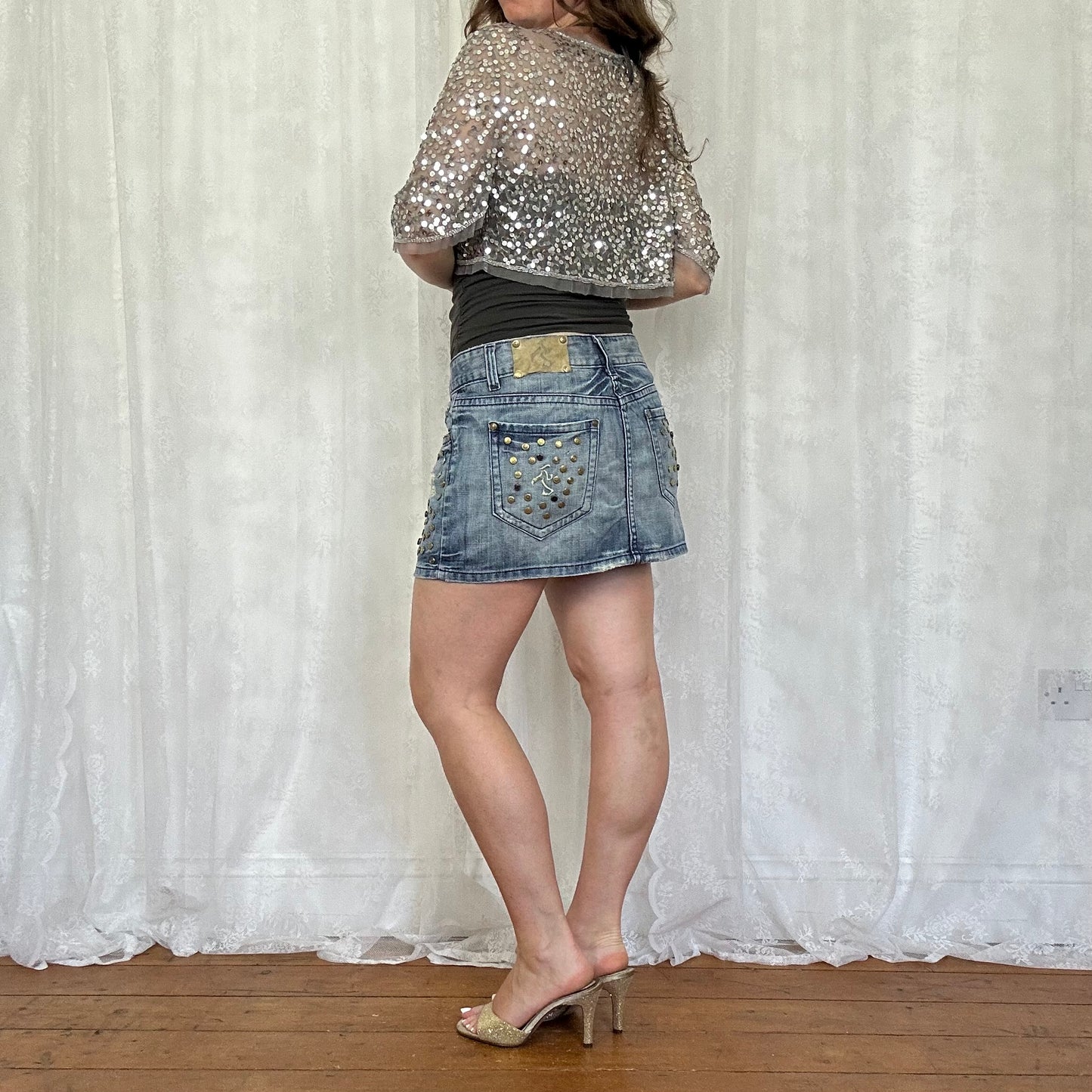 vintage 00s silver sequin bolero shrug