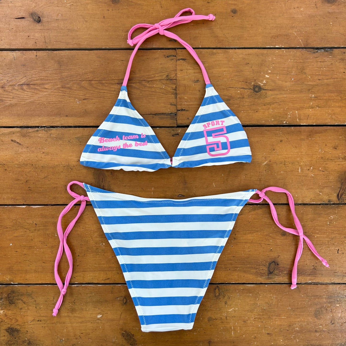 vintage 00s blue striped bikini