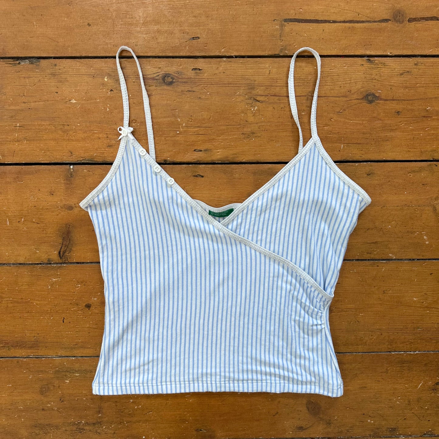 vintage 00s blue and white striped button cami