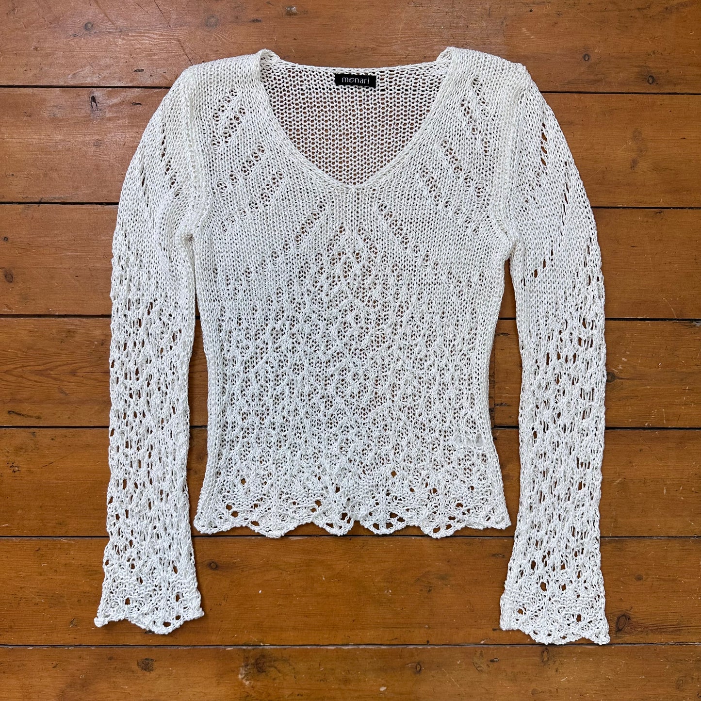 vintage 00s white crochet jumper
