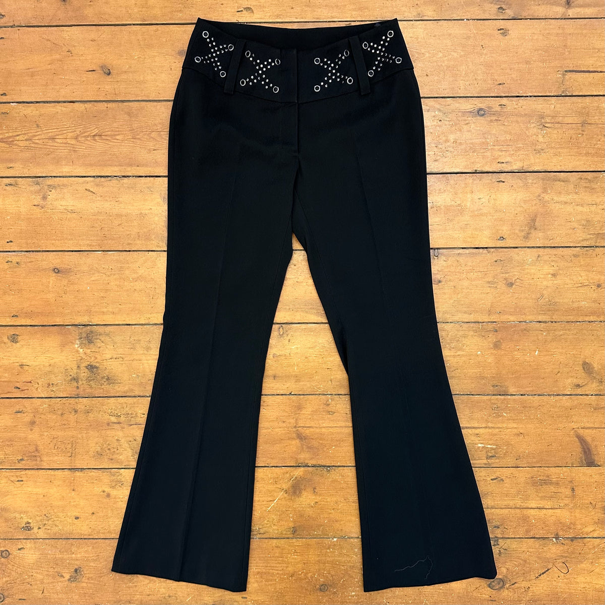 vintage 00s black studded eyelet suit trousers