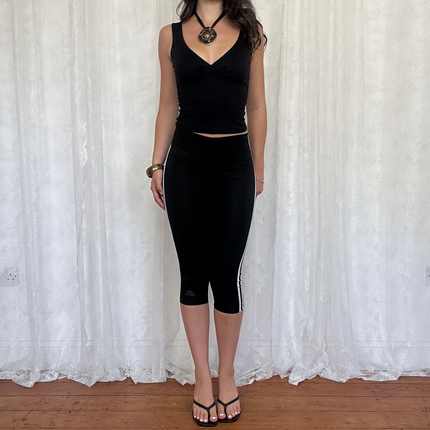 vintage 00s adidas fitted capri trousers