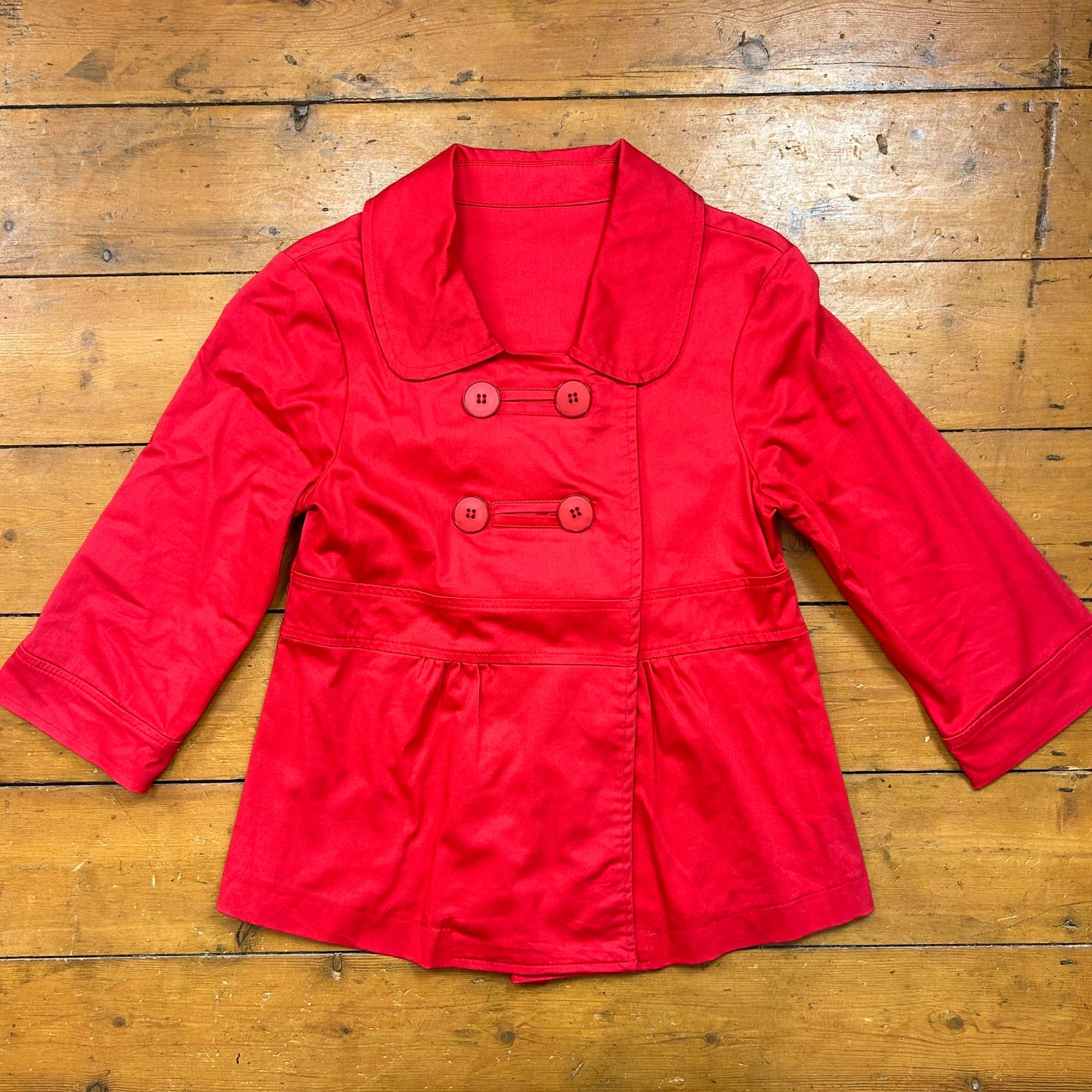 vintage 00s red crop sleeve peacoat