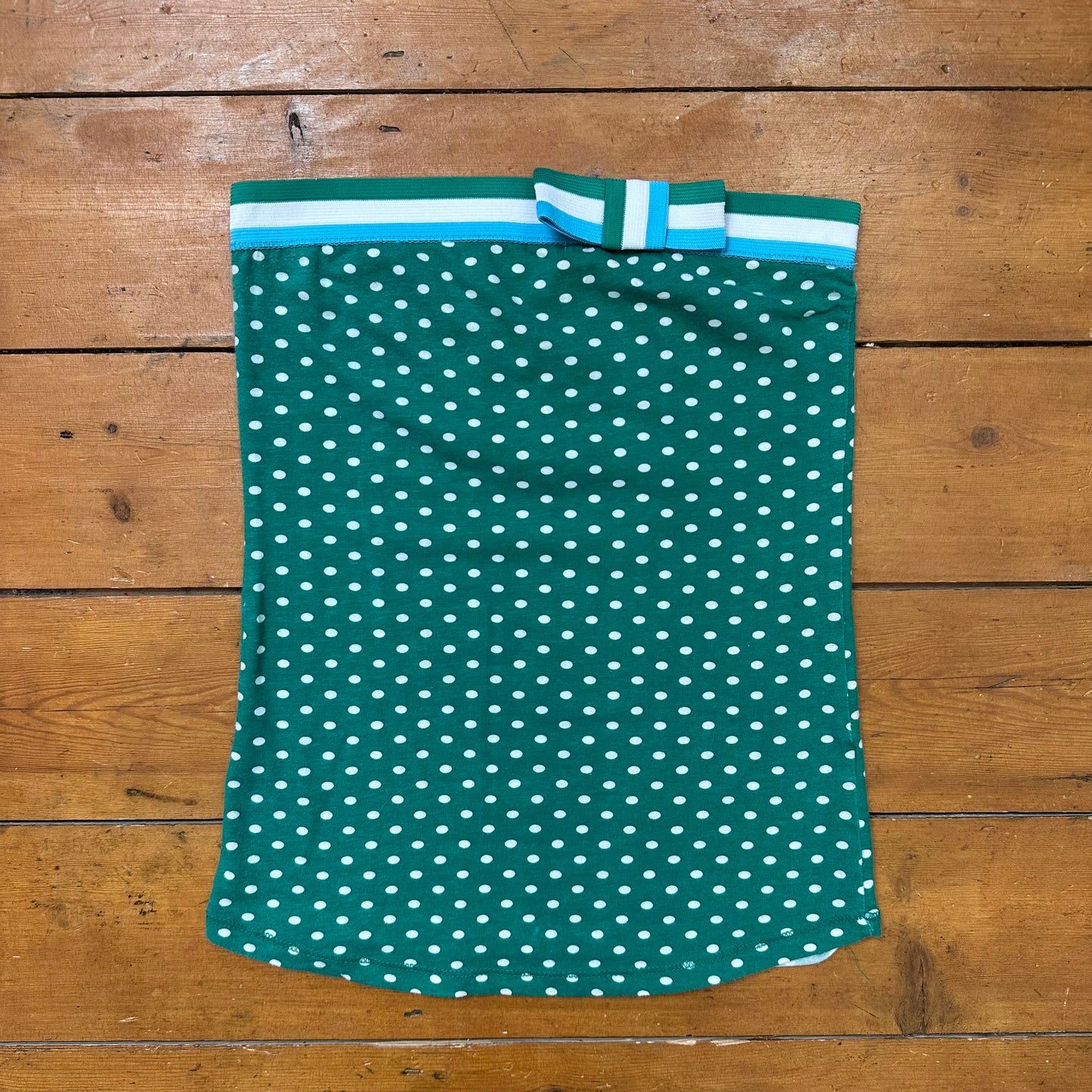 vintage 00s green polka dot strapless top