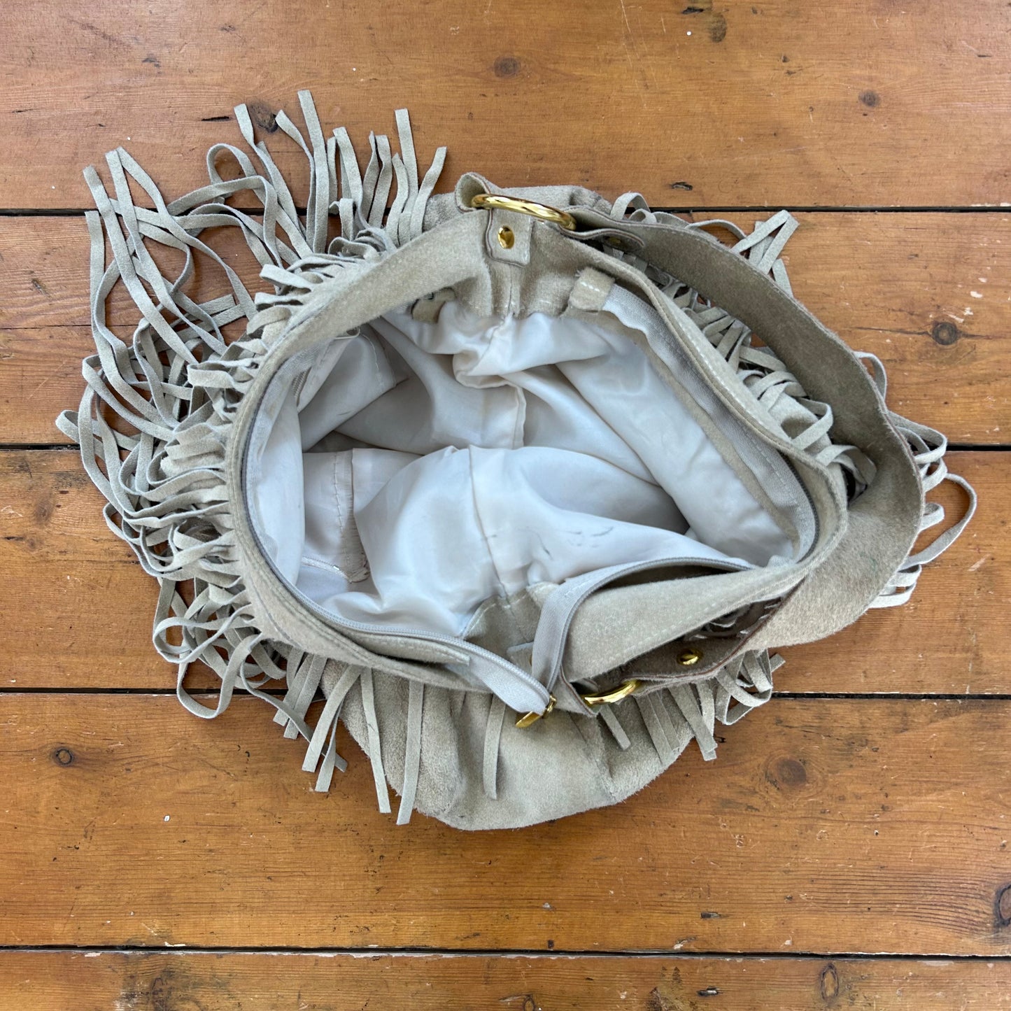 vintage 00s leather tassle shoulder bag