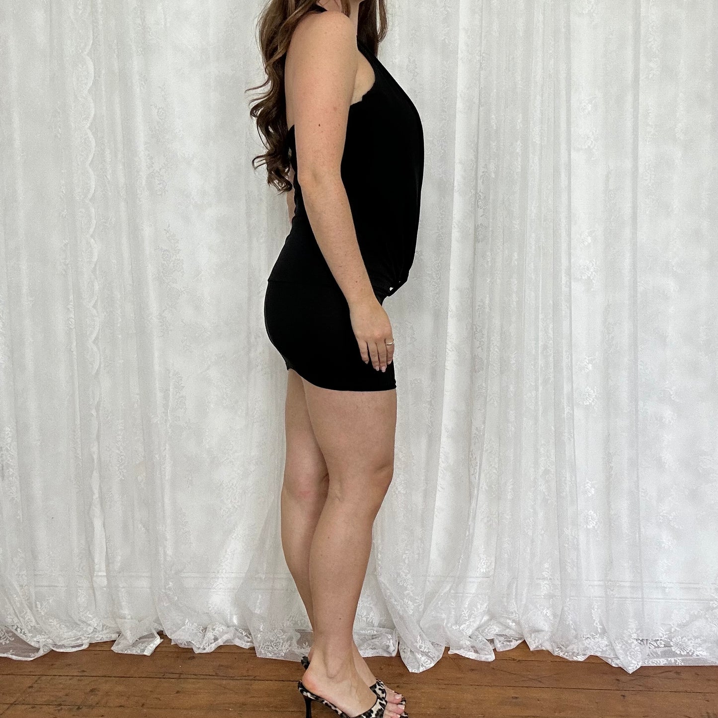 vintage 00s slinky cowl neck club dress