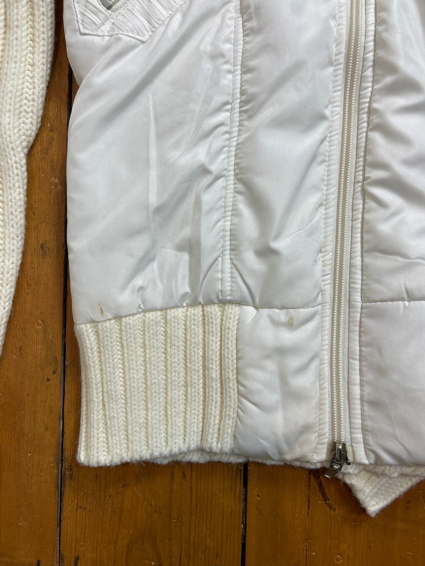 vintage 00s white cream cable knit puff jacket/jumper