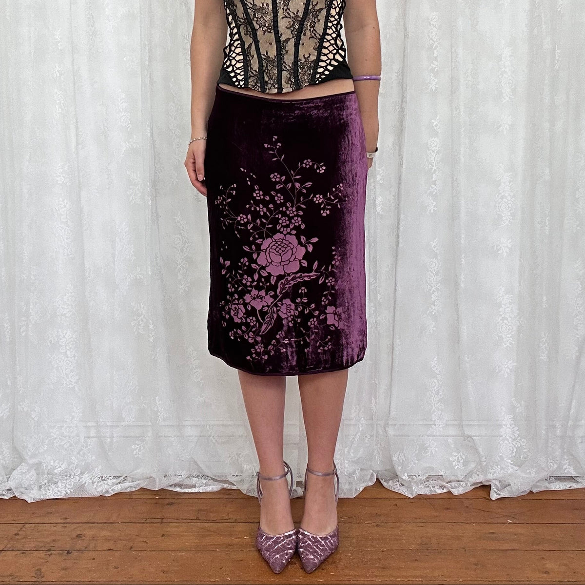 vintage 00s lilac sequin heels