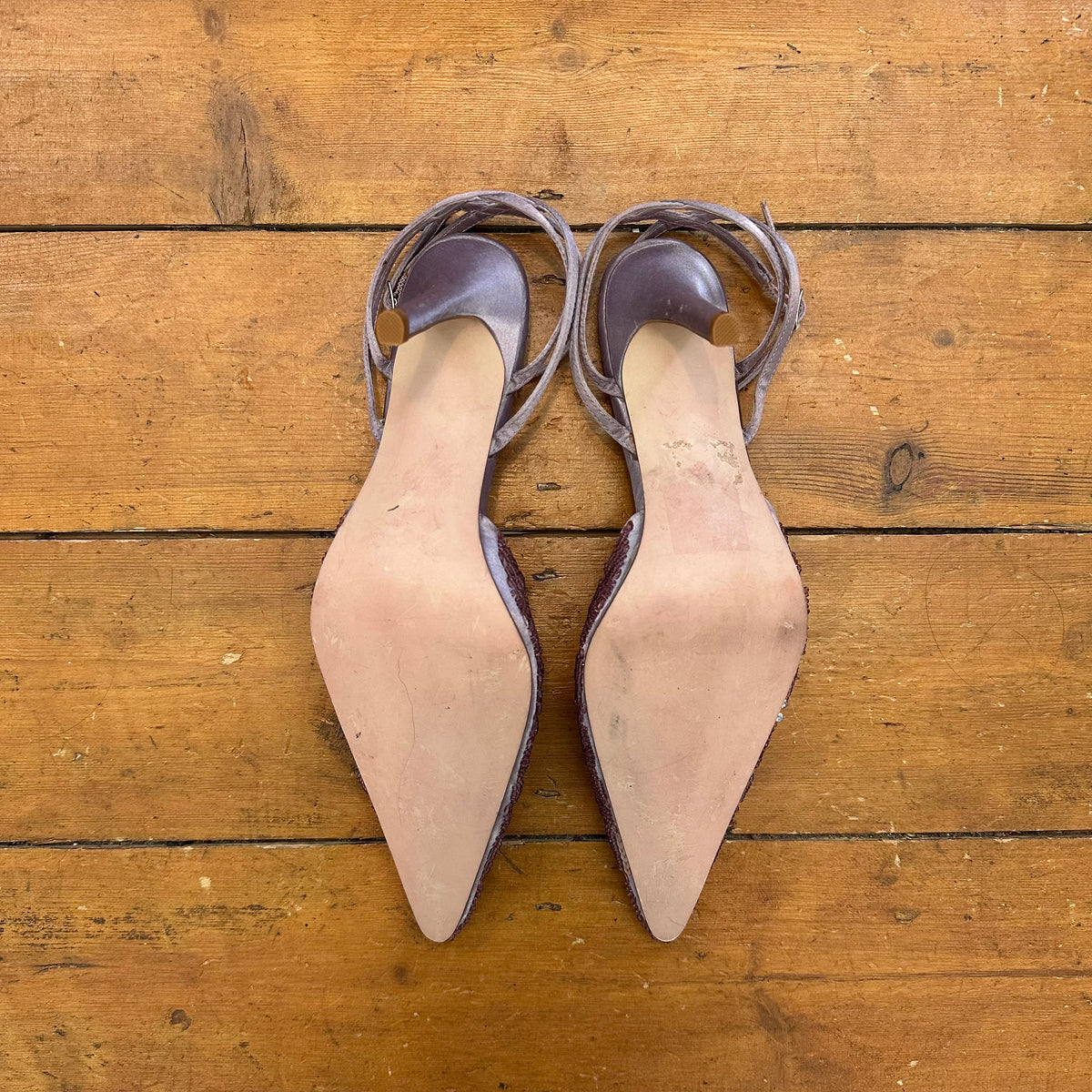 vintage 00s lilac sequin heels