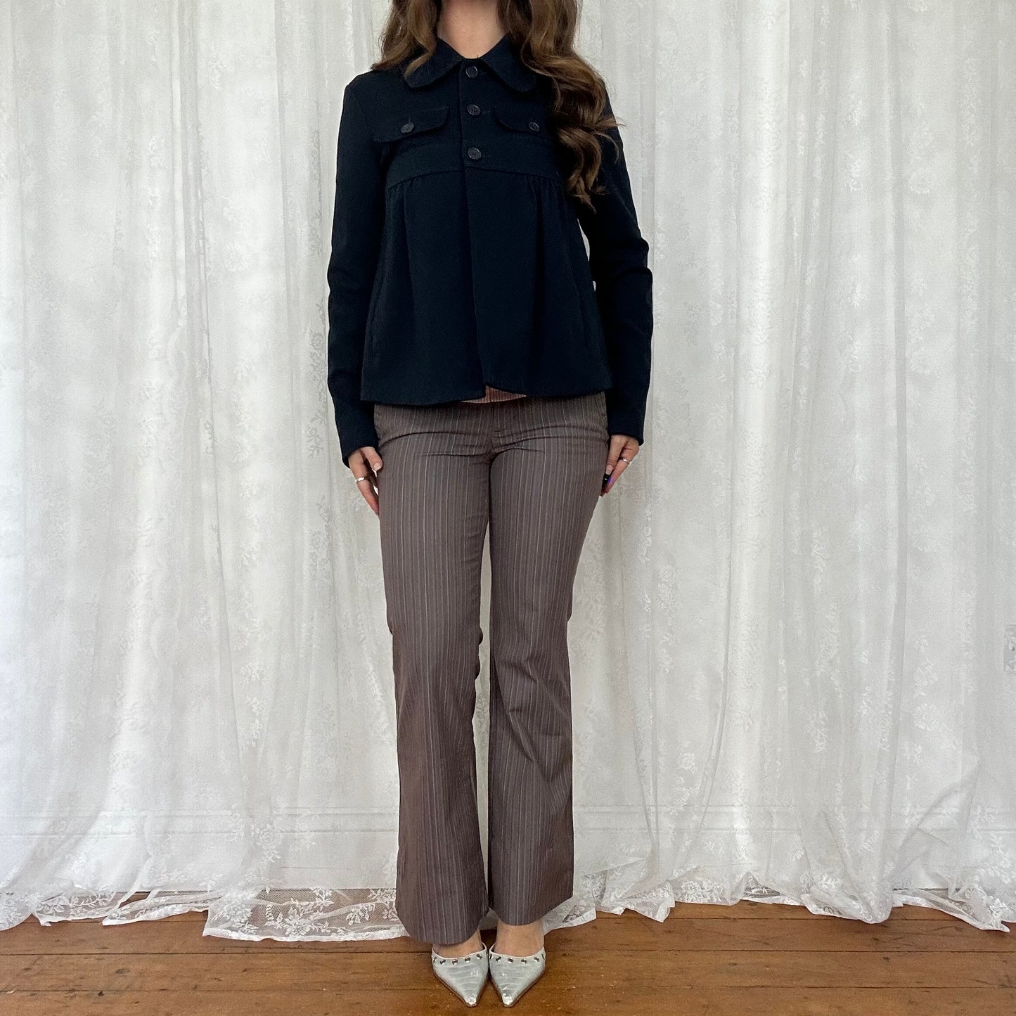 vintage 00s navy blue peacoat swing jacket