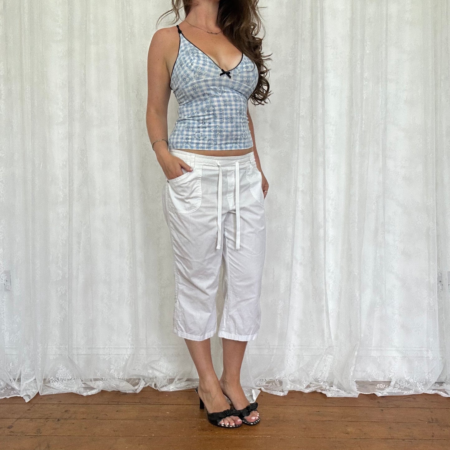 vintage 00s blue gingham intimissimi cami