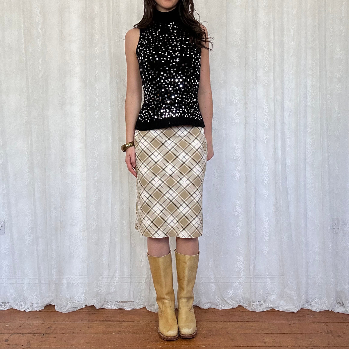 vintage 00s black sequin turtleneck